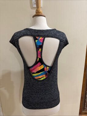 City Streets Charcoal Open-Back Tank with Multicolor Inset